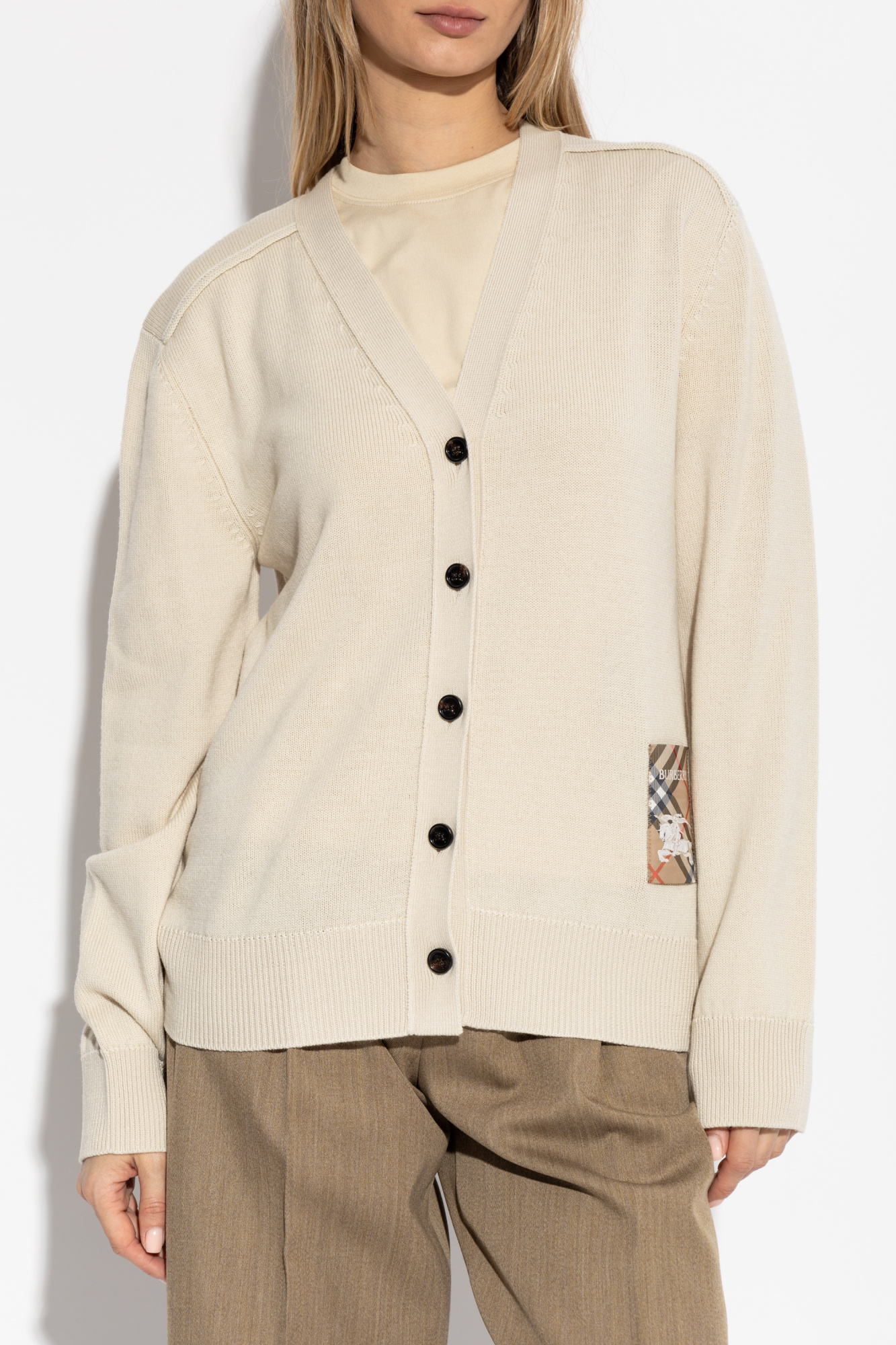 Burberry Wool cardigan with logo patch | Women's | Vitkac